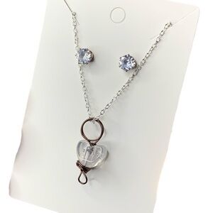 Clear heart jewelry set